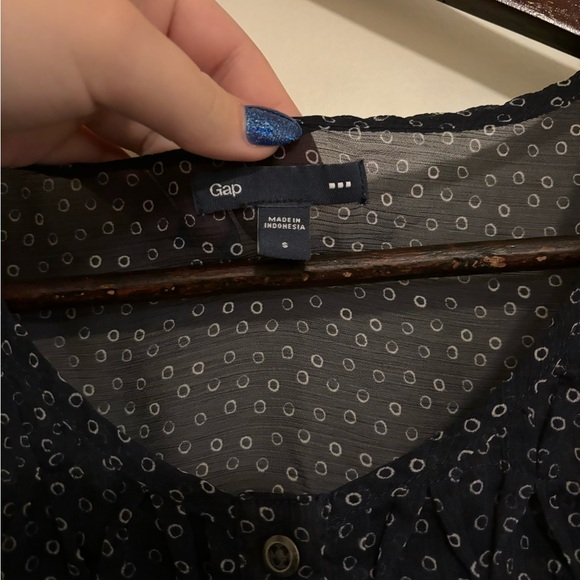Navy Blue Polka Dot Mesh GAP Tank Top. Size Small. - Picture 2 of 3